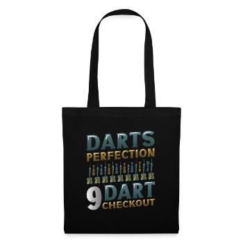 Dart Perfection, 9 Dart Checkout, Dart Spieler - Stoffbeutel - Schwarz - Vorne