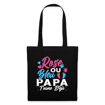 Rose ou Bleu PapaT'aime déjà Annonce Futur Papa - Sac en tissu - noir - Devant