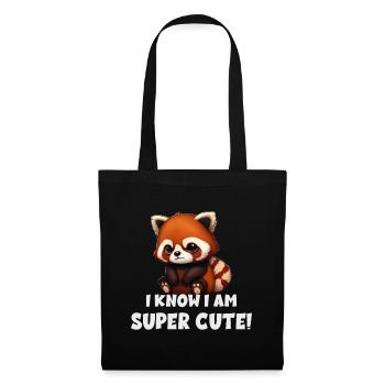 I Know I Am Super Cute Roter Panda - Stoffbeutel - Schwarz - Vorne