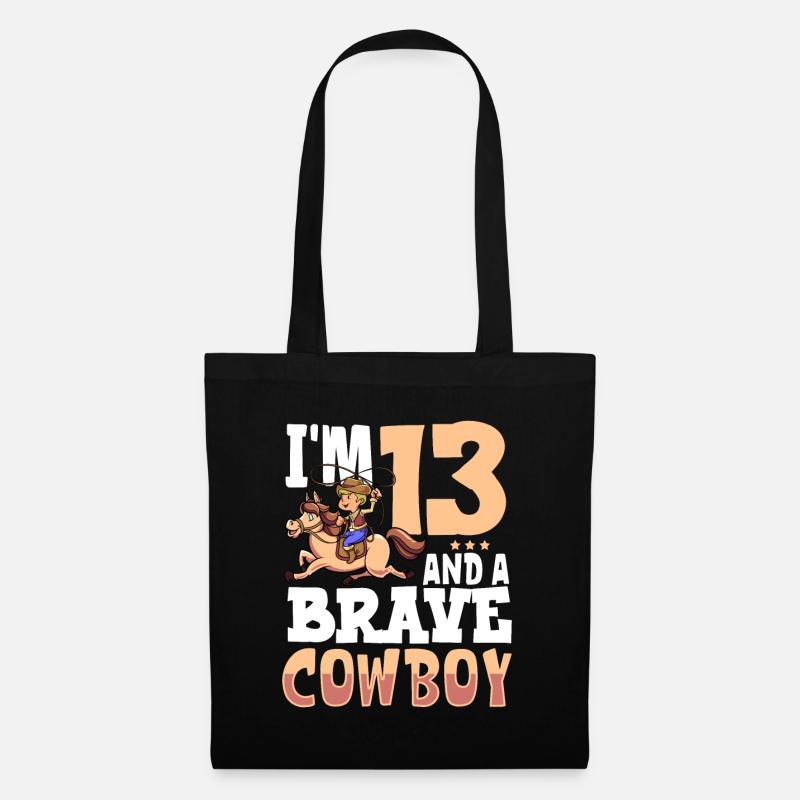 Ich bin 13 - Jungen Cowboy - Stoffbeutel - Schwarz