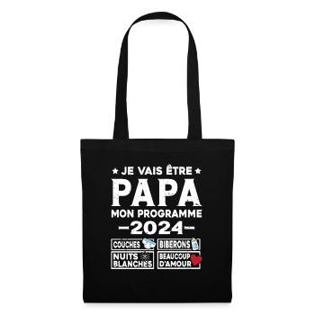 Je vais être papa mon programme en 2024 Futur Papa - Sac en tissu - noir - Devant