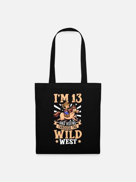 Ich bin 13 - Jungen Cowboy - Stoffbeutel - Schwarz