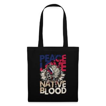 Peace Love Native Blood für Ureinwohner Amerikas - Stoffbeutel - Schwarz - Vorne