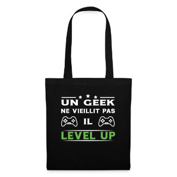Un geek ne vieillit pas il level up - Sac en tissu - noir - Devant