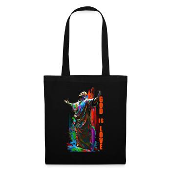 Christliche Zitate Designs God is Love - Stoffbeutel - Schwarz - Vorne
