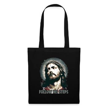 Christliche Zitate Designs Follow His Steps - Stoffbeutel - Schwarz - Vorne
