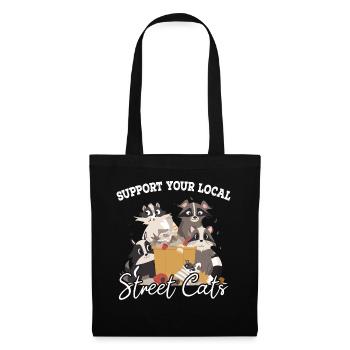 Support Your Local Street Cats Waschbär Opossum - Stoffbeutel - Schwarz - Vorne