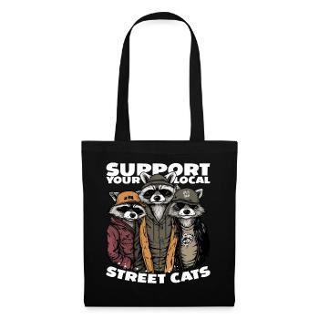 Support Your Local Street Cats Raccoon Opossum - Tote Bag - black - Front