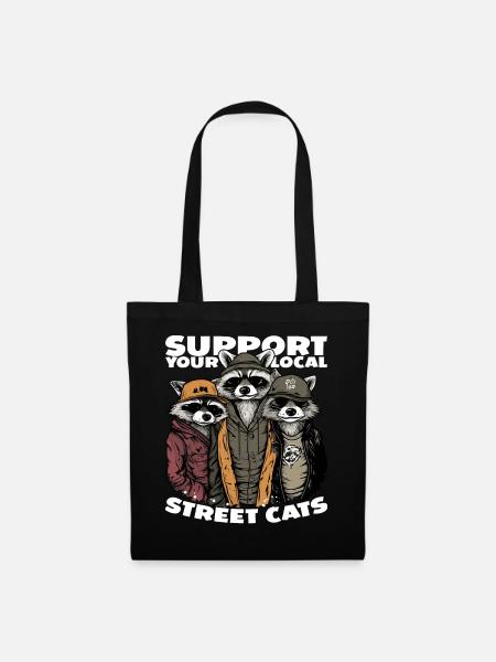 Support Your Local Street Cats Waschbär Opossum - Stoffbeutel - Schwarz