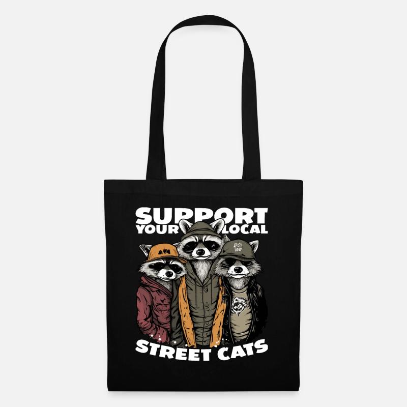Support Your Local Street Cats Waschbär Opossum - Stoffbeutel - Schwarz