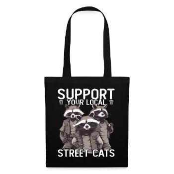 Support Your Local Street Cats Raccoon Opossum - Tote Bag - black - Front