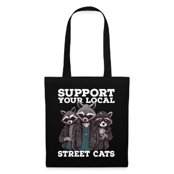 Support Your Local Street Cats Raccoon Opossum - Tote Bag - black - Front