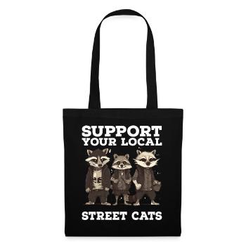 Support Your Local Street Cats Raccoon Opossum - Tote Bag - black - Front