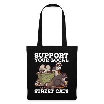 Support Your Local Street Cats Raccoon Opossum - Tote Bag - black - Front