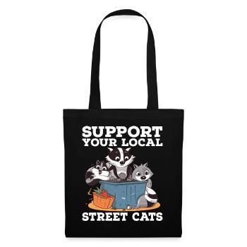 Support Your Local Street Cats Waschbär Opossum - Stoffbeutel - Schwarz - Vorne