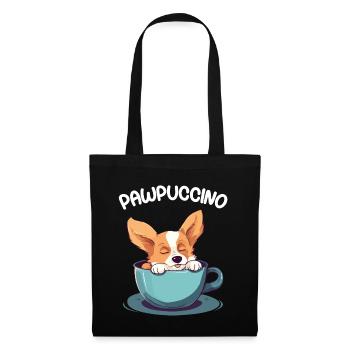 Pawpuccino Puppucino Chien dans la tasse de café Corgi - Sac en tissu - noir - Devant