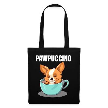 Pawpuccino Puppucino Hund in Kaffee-Tasse Corgi - Stoffbeutel - Schwarz - Vorne