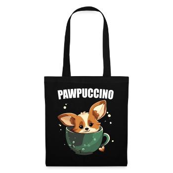 Pawpuccino Puppucino Chien dans la tasse de café Corgi - Sac en tissu - noir - Devant