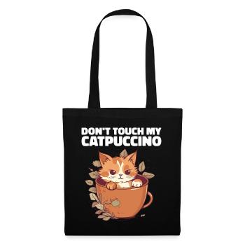 Catpuccino Katze in Kaffee-Tasse - Stoffbeutel - Schwarz - Vorne
