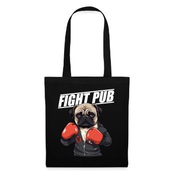 Fight Pub Mops mit Boxhandschuhen - Stoffbeutel - Schwarz - Vorne