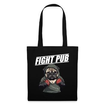 Fight Pub Mops mit Boxhandschuhen - Stoffbeutel - Schwarz - Vorne