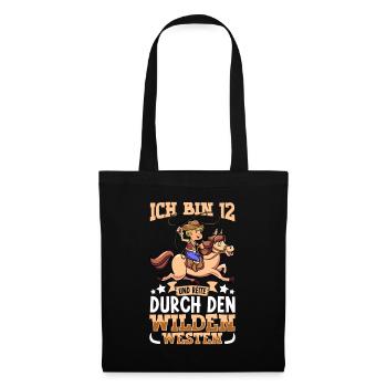 Ich bin 12 - Jungen Cowboy - Stoffbeutel - Schwarz - Vorne