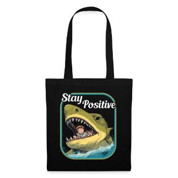 Restez positif Requin requin avec enfant - Sac en tissu - noir - Devant