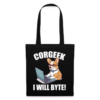 Corgi with glasses I Will Byte computer geek Corgeek - Tote Bag - black - Front