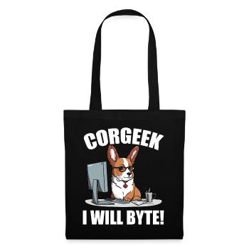 Corgi with glasses I Will Byte computer geek Corgeek - Tote Bag - black - Front