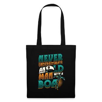 Never underestimate an old man with a boat - Tote Bag - black - Front