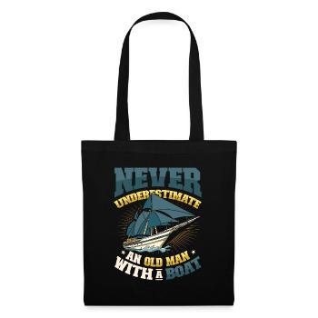 Never underestimate an old man with a boat - Tote Bag - black - Front