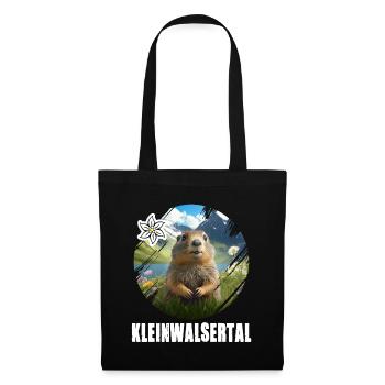 Kleinwalsertal Murmeltier für einen Walser - Stoffbeutel - Schwarz - Vorne
