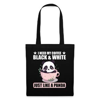 J’ai besoin de mon café noir et blanc comme un panda - Sac en tissu - noir - Devant