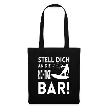 Stell dich an die richtige Bar Kitesurfen Kiten - Stoffbeutel - Schwarz - Vorne