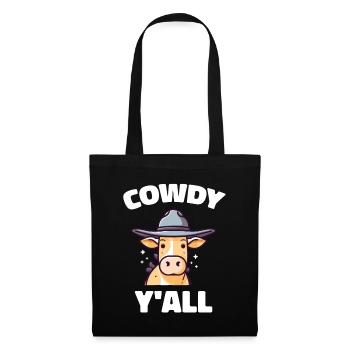 Cowdy Yall Y'all cow with hat for the cow fan - Tote Bag - black - Front