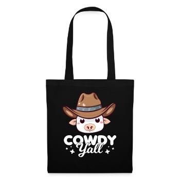 Cowdy Yall Y'all cow with hat for the cow fan - Tote Bag - black - Front