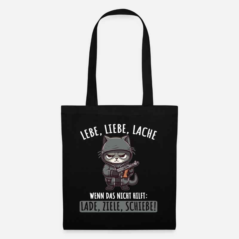Lebe Liebe Lache Wenn das nicht hilft lade ziele - Stoffbeutel - Schwarz