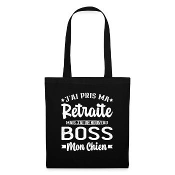 Ma Retraite J'ai Un Nouveau Patron Mon Chien - Sac en tissu - noir - Devant
