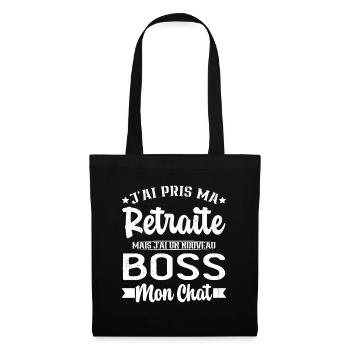J'ai Un Nouveau Boss Mon chat Humour Cadeau - Sac en tissu - noir - Devant