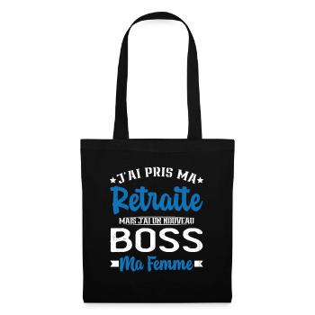Nouveau Boss Ma Femme Humour Cadeau Retraite - Sac en tissu - noir - Devant