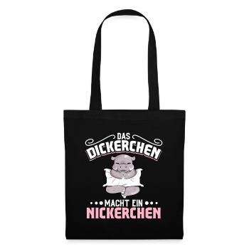 Nilpferd - Das Dickerchen macht ein Nickerchen - Stoffbeutel - Schwarz - Vorne