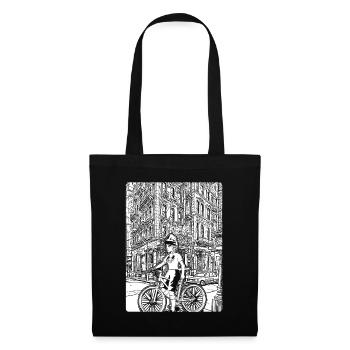 Auffälliger, cooler Look, Shirt für Mountainbiker - Stoffbeutel - Schwarz - Vorne