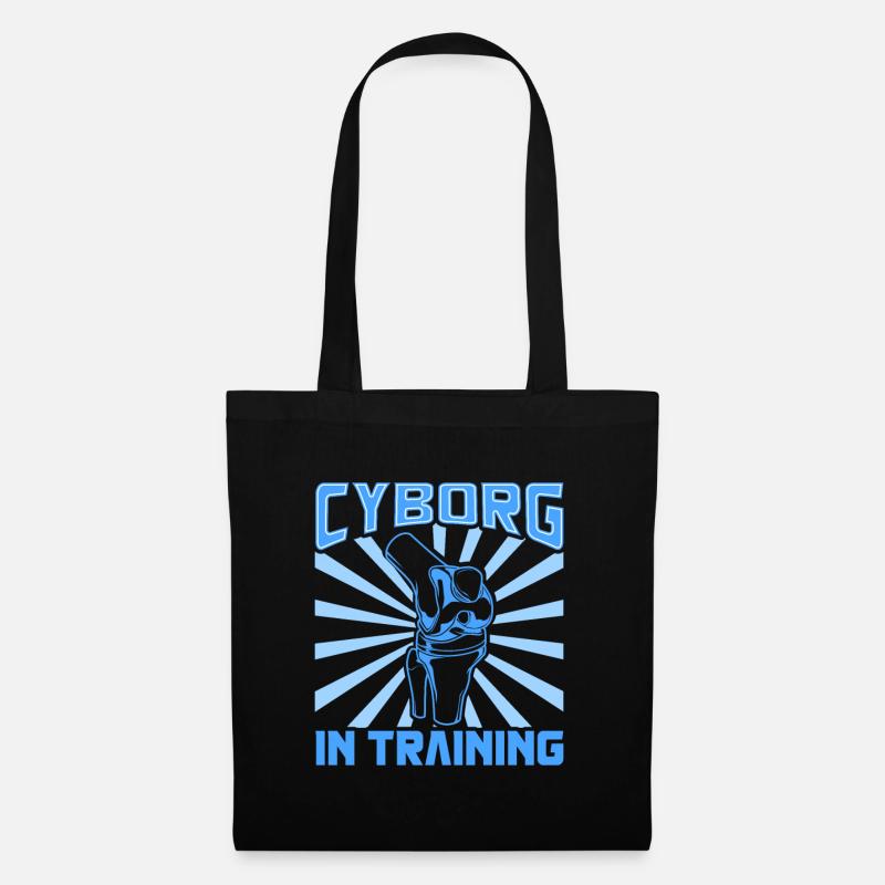 Cyborg im Training - Knieprothese - Stoffbeutel - Schwarz