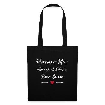 Filleule Amour et bêtises pour la vie marraine - Sac en tissu - noir - Devant