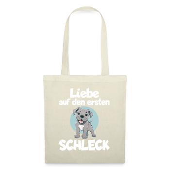 Hundeliebe Es war Liebe auf den ersten Schleck - Stoffbeutel - Natur - Vorne