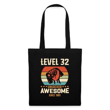 Level 32 abgeschlossen 1991 Geburtstagsgeschenk - Stoffbeutel - Schwarz - Vorne