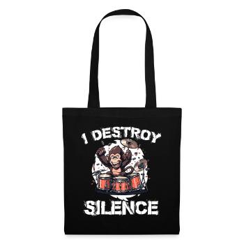 I Destroy Silence Affe Schlagzeug Trommeln - Stoffbeutel - Schwarz - Vorne