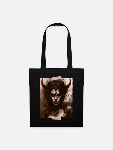 Portrait Dämonin Demoness Demon Queen Succubus - Stoffbeutel - Schwarz