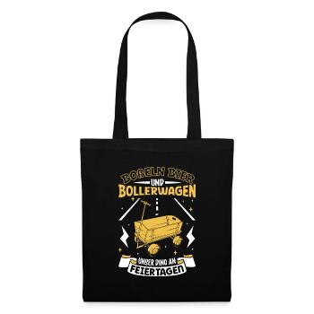 Boßeln Bier und Bollerwagen - Bosseln - Stoffbeutel - Schwarz - Vorne