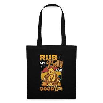 Rub My Belly For Good Luck, Funny Buddha - Stoffbeutel - Schwarz - Vorne